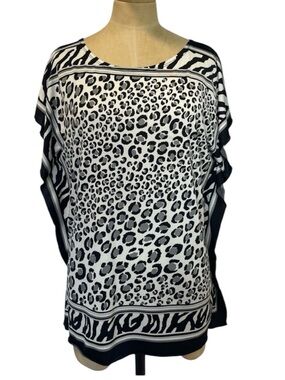 Metaphor Black & White Animal Print Top SM Square Y2K Kaftan Club Leopard